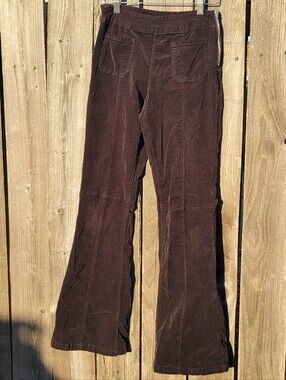 Forever 21 Black Boot Cut Flare Corduroy Pants w/ Side Zip Sz M Retro 90s Hippie